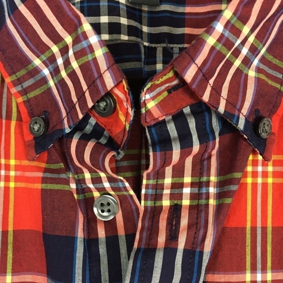 Logan Hill Button Down Plaid Shirt Medium 100% Cotton Short Sleeve - Picture 2 of 12